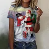 Dames T-shirts Kerstshirt voor dames Kerstmanpatroon 3D-print T-shirt met korte mouwen Zomer Mode Casual Tops Straat vrouwelijk