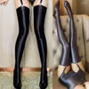 Calcetines de mujer 2023, medias sexis brillantes al óleo, medias hasta la rodilla brillantes y transparentes, pantimedias ajustadas para mujer, lencería sedosa, bragas, ropa de dormir