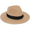 Szerokie brzegowe czapki wiadra unisex panama słoma dla kobiet mężczyzn Summer Beach Sun Hat Foolble Cap UPF50 Cowboy Fedora Hat Gangster 231122