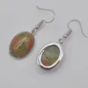Dangle Earrings Unakite Epidote Stone Oval Beads Jewelry for womanギフトT256