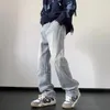 Calças de brim masculinas na moda marca solta perna reta calças jeans hip hop cor sólida calças casuais harajuku masculino bottoms y2k