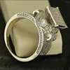 Cluster Rings Luxury Big Pave 320pcs Simulated Diamond Stone Ring 925 Sterling Silver Wedding For Women Cocktail Jewelry Gift Wholesale