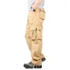 سراويل الرجال Nieuwe Heren Cargo Broek Katoenen عرضية Lange Baggy Multi Pocket Pantalon Homme Mannen Militaire Tactis