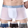 Underbyxor Ice Silk Underkläder Mens Sömlösa Boxer Briefs Se genom trosor Manlig andningsbar Sheer Knicker Trunks Mans Pantie