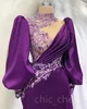 Aso 2023 avril EBI Purple Sirène Prom Robe Crystals Crystals Satin Soirée formelle Fête Deuxième réception Robes de fiançailles d'anniversaire Robe de Soiree ZJ596 ES
