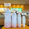 waterfles 4-delige set gradiënt kleur water flessen grote capaciteit sportschool sportwater botts stro plastic cups kinderstudenten cups Q231122