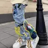 Damesjeans Borduren zware industrie jeans paar zomertrend hiphop high street Amerikaanse stijl y2k geborstelde losse broek met rechte pijpen 231122