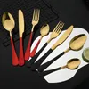 Din sets sets 4people groen goud bestek tafelwerk set roestvrij staal flatware mes vork lepel western keuken huis zilverwerk