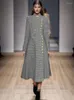 Kadın Trençkotları Pist Uzun Sonbahar Kış Tasarımcısı Moda Zarif Vintage Resmi Durum Parti Partisi Günlük Slim Fransız Kadınlar için