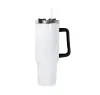 USA warehouse 40OZ tumbler white sublimation blanks travel tumblers with colorful handle BJ