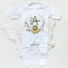 Pagliaccetti Tutina personalizzata Tutina Tutina con animali della foresta Ghirlanda Stampa Baby Custom Coming Home Outfit bron Shower Gift 231122