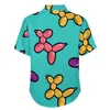 Men's Casual Shirts Balloon Animal Shirt Colorful Dogs Print Beach Loose Summer Aesthetic Blouses Short Sleeve Custom Oversized Clothes