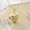 Pendanthalsband lyxig designer Po Locket Heart Star Halsband öppningsbar för kvinnor vintage estetiska ram choker mode smycken gåva