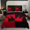 Sängkläder sätter lyx Black Red Crown Love Par 3 st Queen King i full storlek Däcke Cover Linen Set Bed Bread för ett barn 200x200 240x220 231122