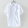 Erkek sıradan gömlekler 2023 yaz keten pamuk kazak gömleği erkekler için giyim vintage kısa kollu sokak giysileri bluz