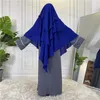 Ethnic Clothing Ramadan Eid 3 Layers Chiffon Hijab Khimar Islam Abaya Turban Hijabs For Woman Solid Head Scarf Headwraps Muslim Fashion