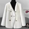 Manteau d'imitation de vison pour femmes, veste d'automne et d'hiver 2023, blanc, coréen, chaud, respectueux de l'environnement, haut en peluche pour femmes, noir T