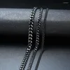 Catene KOtik Uomo Semplice Collane a catena a maglia cubana in acciaio inossidabile per gioielli maschili Solido tono nero Regali Miami Curb