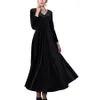 Этническая одежда мода мода женщины v-образное длинное платье Kaftan Velvet Etenty Abaya Мусульманский элегантный вечерний свадьба арабский даже 2023