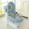 Toilet Seat Covers Household Toilet Seat Cushion Three Piece Set Lace Fabric Toilet Mat European style flowers Flush Toilet Seat Cover 231122