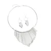 Boucles d'oreilles pendantes, ensemble de boucles d'oreilles, collier et boucles d'oreilles de haute qualité, pompon polyvalent, bijoux en métal multicouches, mode atmosphère exagérée