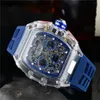 Men Luxury Designer Watches Skeleton Rubber Women Casual Watch Selling Brand Clock287i