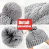 BERETS 2023 Vinterkvinnor Twist Sticked Hat Men's Fur Pompom Tjock Plush Cap Beanie Solid Color Ladies Warm Ski Snow Skullies Beanies