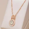 Chaines Kinel OVAL CUT EMERADD PENDANT Collier Luxury Zircon naturel avec 585 Rose Color Fleur Fleur et ethnique Bijoux quotidien