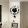 Swing Acrylic Quartz Silent Round Wall Clock Modern Design 3D Digital Pendulum Watch Clocks vardagsrum Heminredning Shining Y2274T