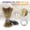 Lampade profumate Bruciatore di incenso 220V Stile arabo islamico Mini elettrico Bakhoor quadrato perlato in metallo positivo307n