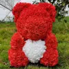 Rose Bear 40cm Pink Teddy Rose Bear med kärlek Hjärta Artificial Flower Decoration Valentines Day Gift Y12162767