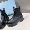 2024 New Triangle Women Boot Wedge Luxury Designer 플랫폼 테니스 mens monolith 진짜 가죽 흑백 패션 캐주얼 신발 남자 야외 Martin Boots Shoe Girl