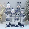 Décorations de Noël Arbre Décor Année Ornement Renne bleu Bonhomme de neige Père Noël debout Poupée Décoration 2024 Joyeux Noël Enfants Cadeau navidad 231121