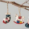 Christmas Decorations 2pcs Home Decor Tree Charms Resin Crafts Scene Layout Painting Pendant Ornament Santa Clause Gifts Party Decoration