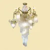 Lustres modernes à cristal français LED Copper rétro Loft Hanging Lights Duplex Escair Local Lampe intérieure Éclairage décoratif