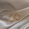 Boucles d'oreilles créoles Design français, bijoux simples en métal plaqué or 18 carats, ronds torsadés, accessoires de travail quotidiens élégants pour femmes