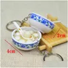 4cm Novel Simation Food Key Chains Party Favor Noodle Creative Keychain Chinese Blue and White Porcelain Bowl Mini Bag Drop Delivery DHip9