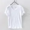 Men's T-Shirts Mens T Shirt Pure Color V Collar Short Sleeved Tops Tees Men T-Shirt 10colors slim Man T-Shirts Fitness For Male Clothes 230421