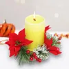 Anneaux de bougies de Noël à fleurs décoratives, petite couronne d'ornement de table de 8 pouces
