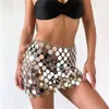 Skirts Sexy See Through Sequin Mini Sskirt for Women Elegant Solid Short Bottom NightclubParty Y2k Streetwear Skirt Rave Ooutfit 231121