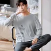 Herren Nachtwäsche Baumwolle Pyjama Set für Männer Korean Fashion Nachtwäsche Pjs Plus Größe 3XL Home Suit Male Pijamas Sleeping Tops Kleidung Homme