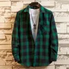 Casual overhemden voor heren, geborsteld polyester, katoen, geruit overhemd met lange mouwen, flanel