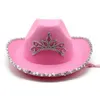 Feesthoeden Vier Seizoenen Cowboy Cowgirl Caps Polyester 57 58 cm Roze Decoratieve Pailletten Kroonlijst Mode Meisje NZ0113 231122