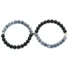 STRAND 2PCS/SET PAAR BRANDE BRACELBELD BICOLOR 8mm Natuurlijke matte tijger Eye Stone Braslets For Lover Magetic Ball Hangerse sieraden geschenken