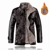 Jaquetas masculinas Parka Casaco 1 Mens Inverno Quente Faux Couro Trench Jacket Engrossar Fleece Fur Forrado Sobretudo