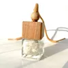 10ml Tiny Car Air Freshener Diffuser Clear Square Glass Perfume Bottles with Hang Rope Wood Cap Natural Energy Crystal Crqgd