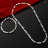 Collier boucles d'oreilles ensemble 40-75 cm couleur argent 4 MM chaîne pour hommes femmes Bracelet bijoux dame classique mode cadeaux de noël charmes de mariage