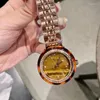 Armbandsur Tiger's Eye Stone Face Gum Frame Sexiga Leopardklockor för kvinnor Full Steel Rose Gold Watch Quartz Crystals Wrist Analog