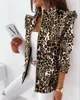 Abiti da donna Blazer Giacca blazer colorata per donna Abito stampato con cerniera a maniche lunghe con volant stampato leopardato Abbigliamento taglie forti per blazer da donna 231121