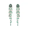 Dangle Earrings Fashion Heavy Industry Color Cz Flower S925 Silver Needle Long Tassel Temperament Dinner Camellia For Women